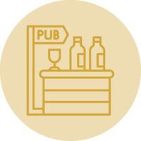 Pub Line Yellow Circle Icon vector