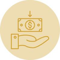 Receive Money Line Yellow Circle Icon vector
