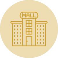 Shopping Mall Line Yellow Circle Icon vector