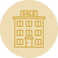 House For Sale Line Yellow Circle Icon vector