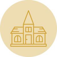 Church Line Yellow Circle Icon vector