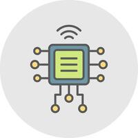 Computer Chip Line Filled Light Icon vector