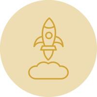Rocket Launch Line Yellow Circle Icon vector