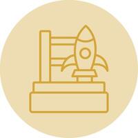 Rocket Launch Line Yellow Circle Icon vector