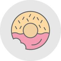 rosquilla línea lleno ligero icono vector