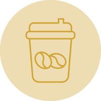 café taza línea amarillo circulo icono vector