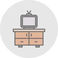 televisión mesa línea lleno ligero icono vector