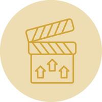 Clapperboard Line Yellow Circle Icon vector