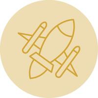 Rocket Ship Line Yellow Circle Icon vector