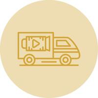 Lorry Line Yellow Circle Icon vector