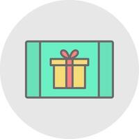 regalo tarjeta línea lleno ligero icono vector