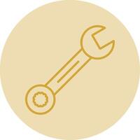 Spanner Line Yellow Circle Icon vector