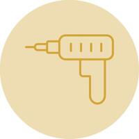 Nail Gun Line Yellow Circle Icon vector