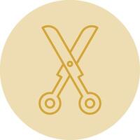 Scissors Line Yellow Circle Icon vector