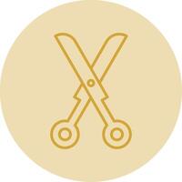 Scissors Line Yellow Circle Icon vector