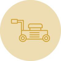 Lawn Mower Line Yellow Circle Icon vector