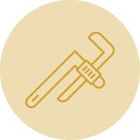 Pipe Wrench Line Yellow Circle Icon vector