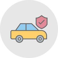coche seguro línea lleno ligero icono vector
