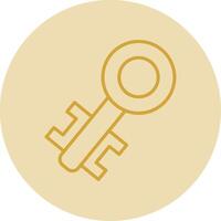 Old Key Line Yellow Circle Icon vector