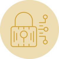 Cyber Security Line Yellow Circle Icon vector