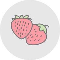 fresas línea lleno ligero icono vector