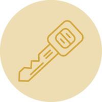 Car Key Line Yellow Circle Icon vector