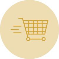 Shopping Cart Line Yellow Circle Icon vector