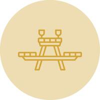 Picnic Table Line Yellow Circle Icon vector