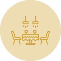 Dining Table Line Yellow Circle Icon vector