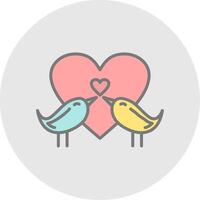 amor aves línea lleno ligero icono vector