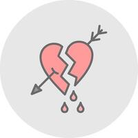 Broken Heart Line Filled Light Icon vector