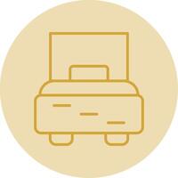 Single Bed Line Yellow Circle Icon vector