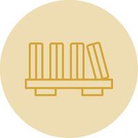 Book Shelf Line Yellow Circle Icon vector