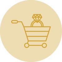 compras carro línea amarillo circulo icono vector