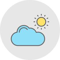 nube línea lleno ligero icono vector