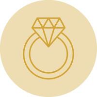 Diamond Ring Line Yellow Circle Icon vector