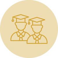 Students Line Yellow Circle Icon vector