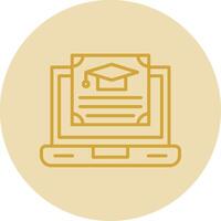 OnLine Yellow Circle Certificate Line Yellow Circle Icon vector