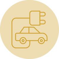 Electric Car Line Yellow Circle Icon vector