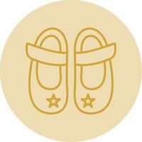 Baby Shoe Line Yellow Circle Icon vector