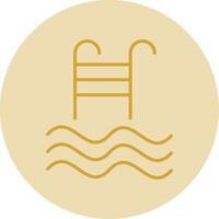 Swimming Pool Line Yellow Circle Icon vector