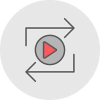 Replay Line Filled Light Icon vector