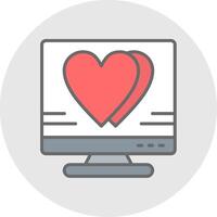 Heart Line Filled Light Icon vector