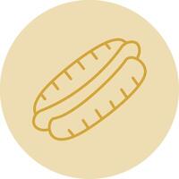 Hot Dog Line Yellow Circle Icon vector