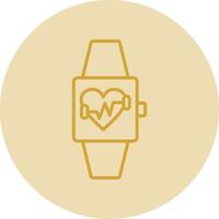 Fitness Watch Line Yellow Circle Icon vector