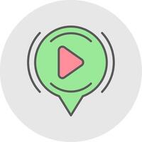 Play Button Line Filled Light Icon vector