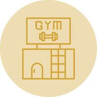 gimnasio línea amarillo circulo icono vector