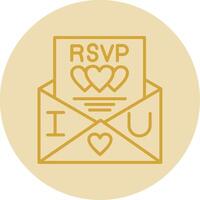 rsvp línea amarillo circulo icono vector