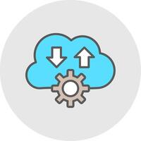 nube línea lleno ligero icono vector