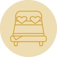 Double Bed Line Yellow Circle Icon vector